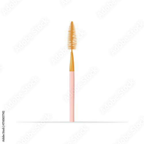 Pink and Gold Eyelash Spoolie Brush Isolated on White.