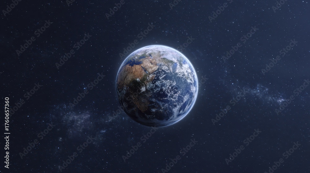 Obraz premium Stunning view of earth from space with starry cosmos backdrop