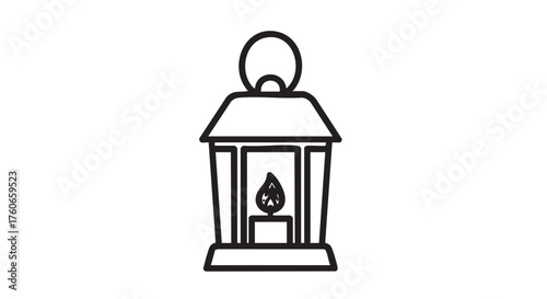 Illustration of a vintage lantern with a candle
