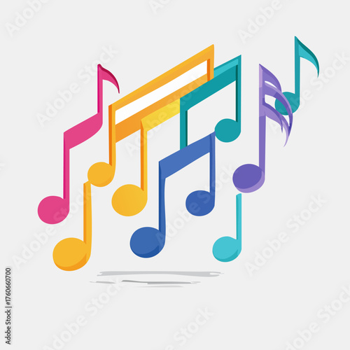 Flowing melody represented by colorful music notes.