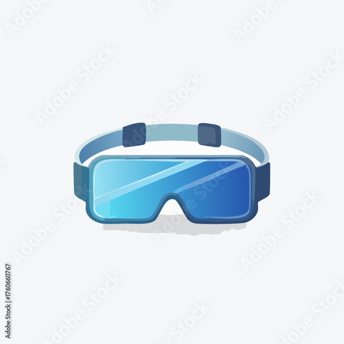 Futuristic blue virtual reality goggles isolated on white.