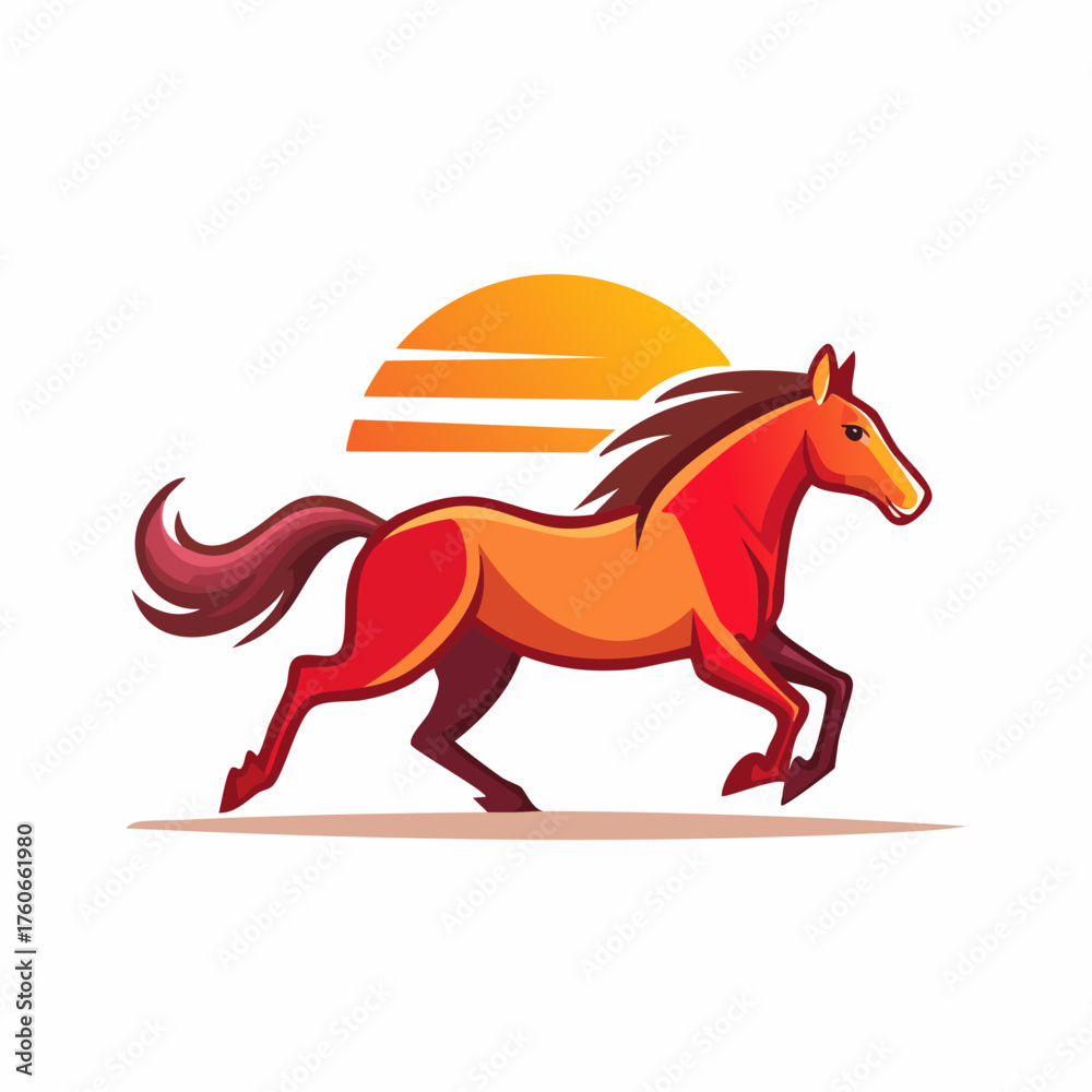 Fototapeta premium Running Horse Silhouette Against a Sunset.