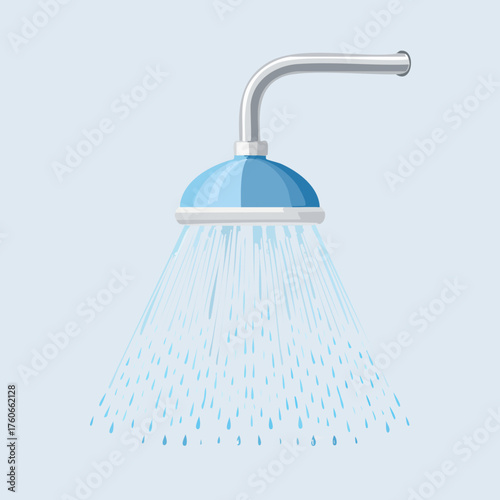 Shower head with water spraying down.