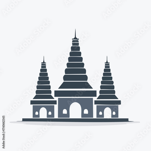Stylized Asian Temple Pagoda Vector Illustration.
