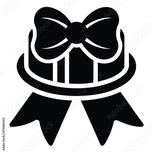 ribbon tied bow cake vector icon