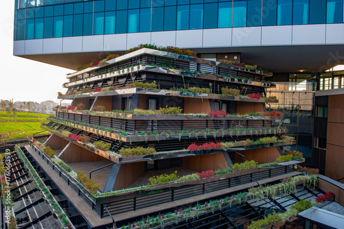 Exterior of house with flower on the balcony