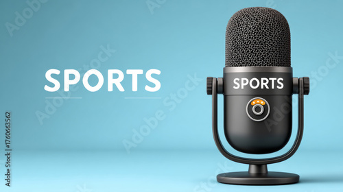 International sports journalist day celebration concept with microphone for broadcasting