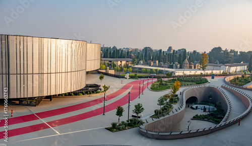 Pedestrian center of a new neighborhood in Bergamo