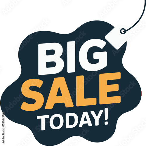 Bright promotional sale poster with bold text and colorful background design elements displayed
