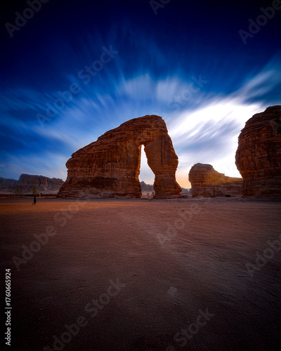 View of rock formations against sky, Elephant Rock from Al Ula, Saudi Arabia