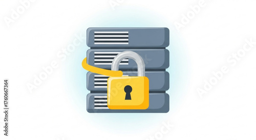 Data security concept with a server and a padlock, protecting data from unauthorized access and cyber threats data encryption and privacy