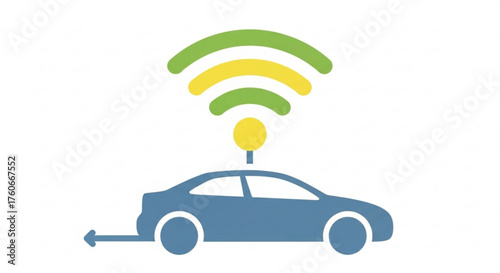 Connected car with wifi signal, showcasing advanced automotive technology and wireless communication in transportation