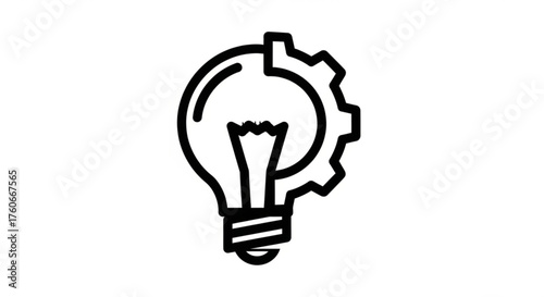 Illustration of a lightbulb with a gear, symbolizing innovation, ideas, and technological solutions