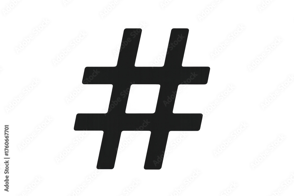 Obraz premium Hashtag social media symbol for online communication, networking, and digital content tagging, transparent background