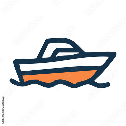 Cartoon boat illustration for sailing and water transportation themed designs and nautical adventures on the sea