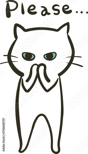 お願いするつり目な猫のイラスト