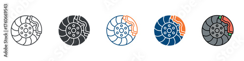 Disc Brake Icon Set Multiple Style Collection 

