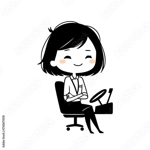 Bus driver. Bus driver simple black and white line art vector logo