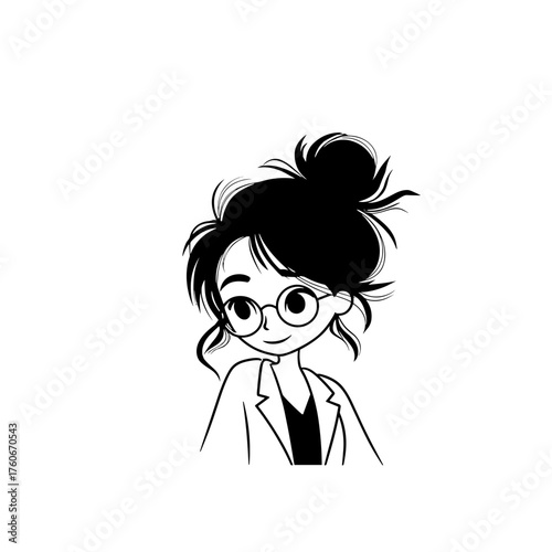 Engineer. Engineer simple black and white line art vector logo