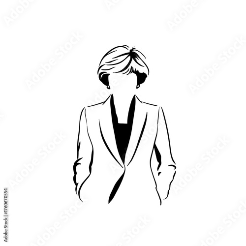 President. President simple black and white line art vector logo