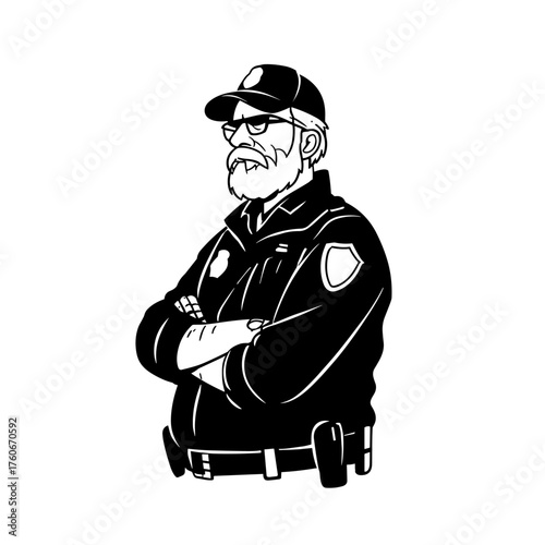 Police officer. Police officer simple black and white line art vector logo