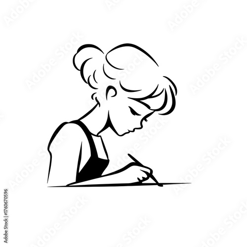 Teacher. Teacher simple black and white line art vector logo