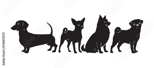set of silhouettes for small dog borders