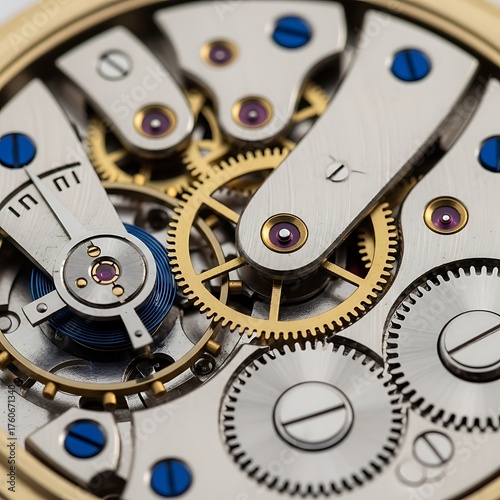 Wallpaper Mural Macro view of a vintage mechanical watch movement with gears and jewels. Torontodigital.ca