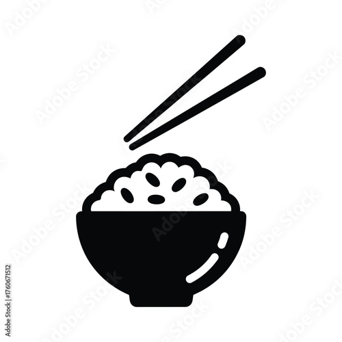 Bowl of rice with chopsticks food asian food