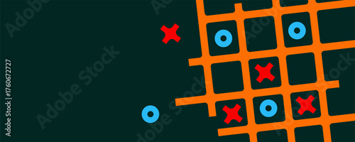 Dark Green Tic Tac Toe Minimal Abstract Background Design