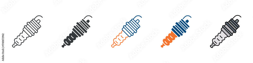Obraz premium Spark Plug Icon Set Multiple Style Collection 