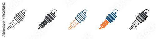 Spark Plug Icon Set Multiple Style Collection 
