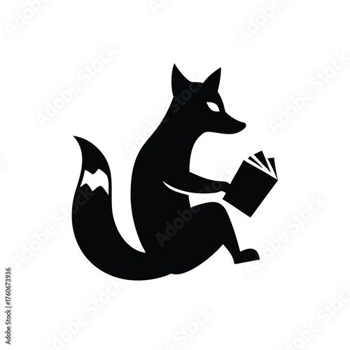 Clever fox reading newspaper while sitting relaxed and calm Vector illustration