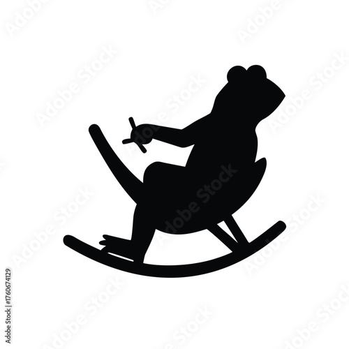 Frog sitting on rocking chair relaxing with playful fun mood Vector illustration