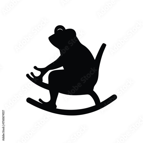 Cute frog enjoying time on rocking chair in happy peaceful scene Vector illustration