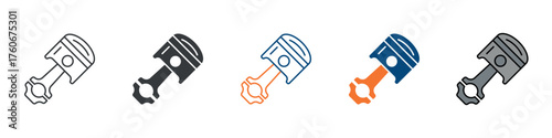 Engine Piston Icon Set Multiple Style Collection 
