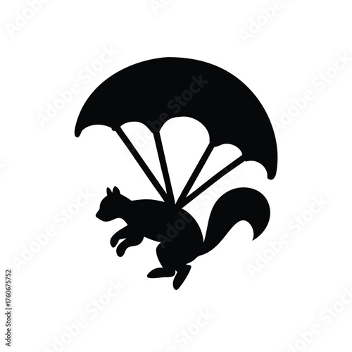 Squirrel flying with a parachute with fun playful adventurous pose Vector illustration