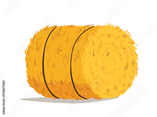 Straw roll, pile of dry straw, round dry straw ball, farm haymow bale
