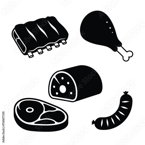 Ribs steak chicken leg sausage and meat slice food