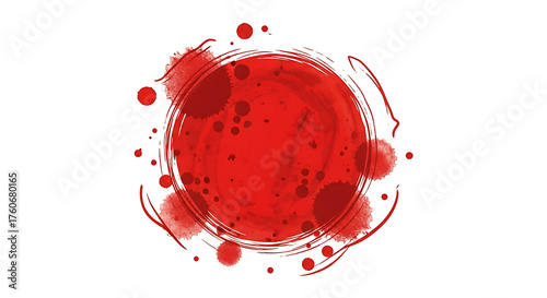 Red Watercolor Circle Splash, Abstract Paint Stain Background Design