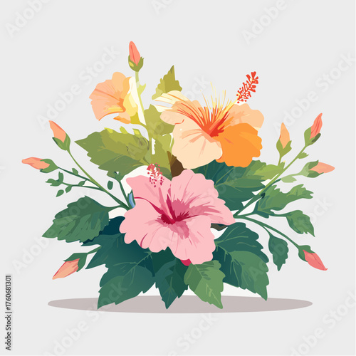 Hibiskusstrauch mit pinkfarbenen Blüten