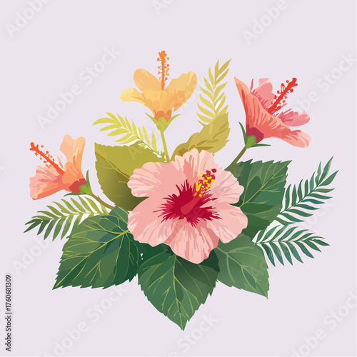 Hibiskusstrauch mit pinkfarbenen Blüten