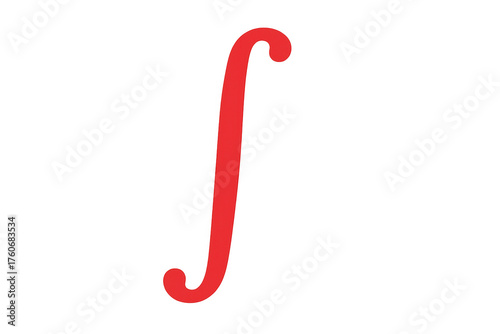Red integral symbol representing mathematics, calculus, and advanced scientific formulas on a transparent background