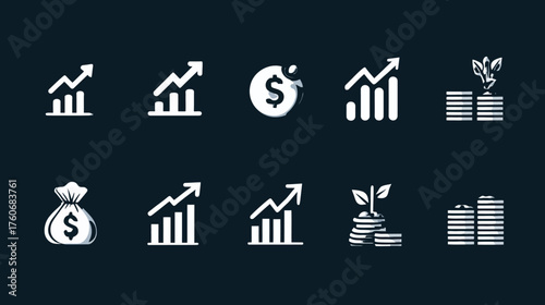 Financial Growth Icons - Investment, Profit, and Wealth Illustration.