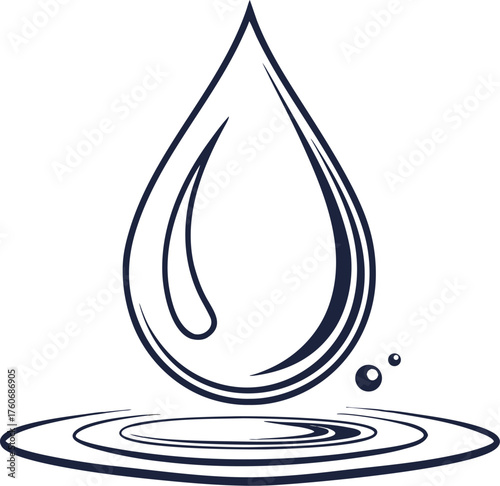 A simple vector graphic of a blue water droplet icon design