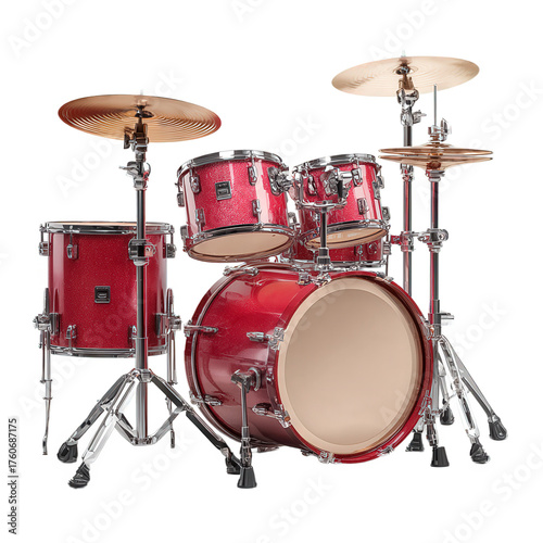 Red drum kit png drum set png three piece drums png cymbals png drum kit png percussion set png musical drums png drum instrument png transparent background image