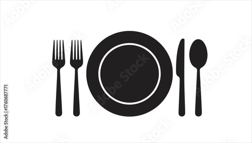 Elegant food serving dome and sophisticated table setting icon for culinary presentations and restaurant branding