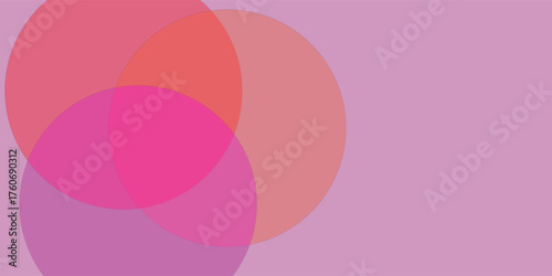 Abstract Transparent Pink Overlapping Circles Background Vector