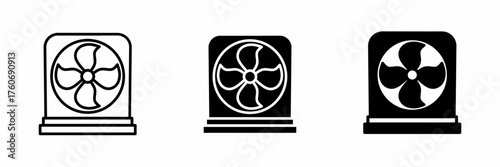 Vector illustration of a black fan