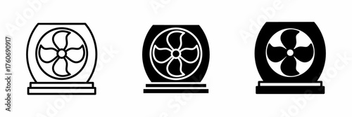 Vector illustration of a black fan